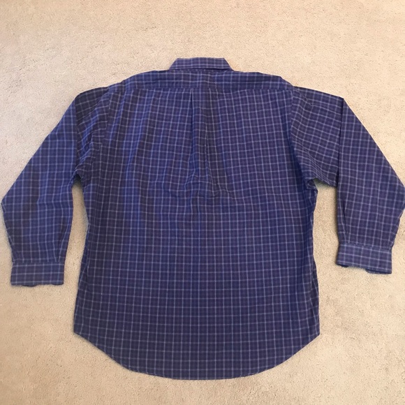 Ralph Lauren Blake Mens Long Sleeve Shirt Large Purple Blue Two Ply Cotton Pony - Picture 3 of 10